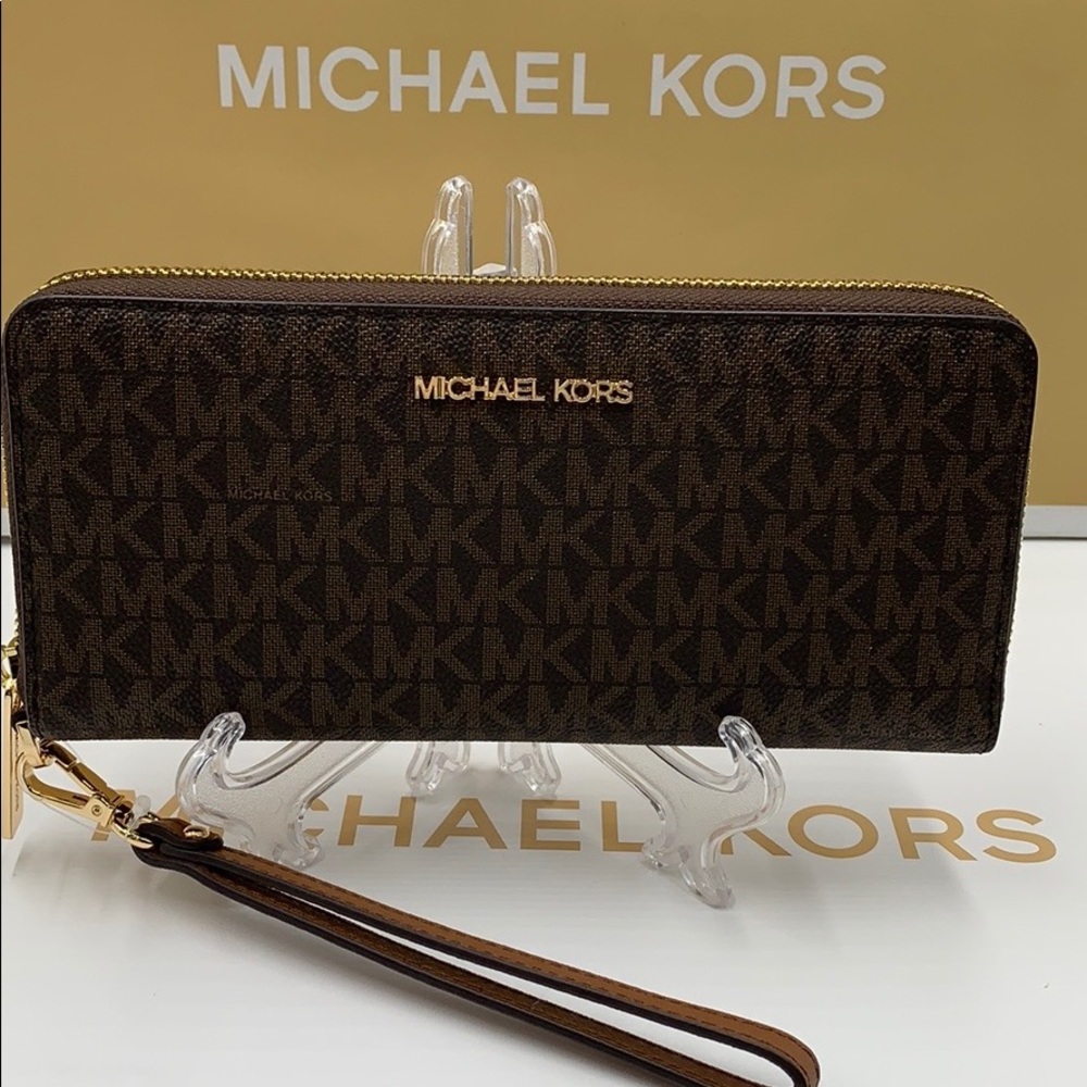 MICHAEL KORS Jet Set Travel Continental Zip Wristlet Phone Holder Wallet NWT - Picture 9 of 11